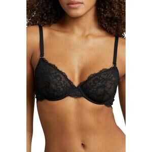 Polo Ralph Lauren Heritage Lace Demi Bra Black Size 34C 0421